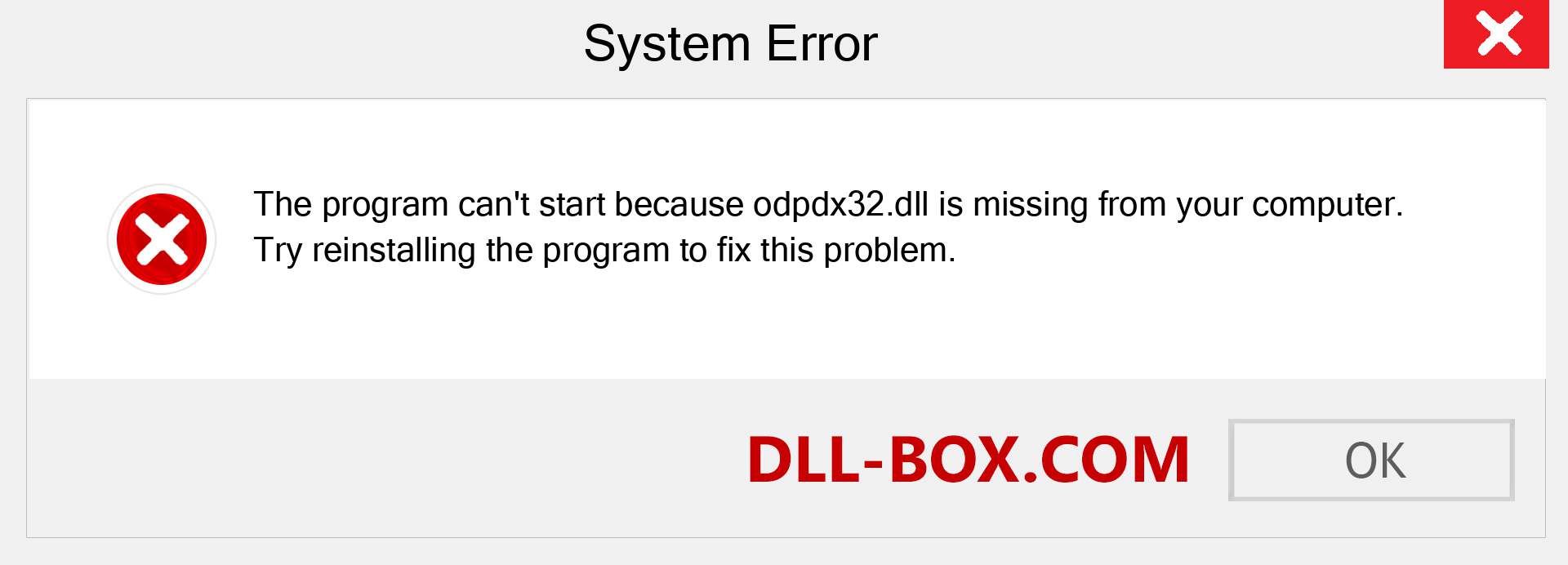  odpdx32.dll file is missing?. Download for Windows 7, 8, 10 - Fix  odpdx32 dll Missing Error on Windows, photos, images